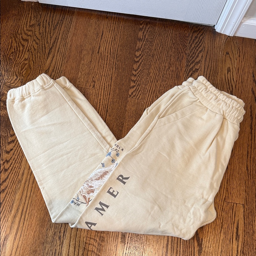 YoungLA Beige Graphic Embroidered Sweatpants